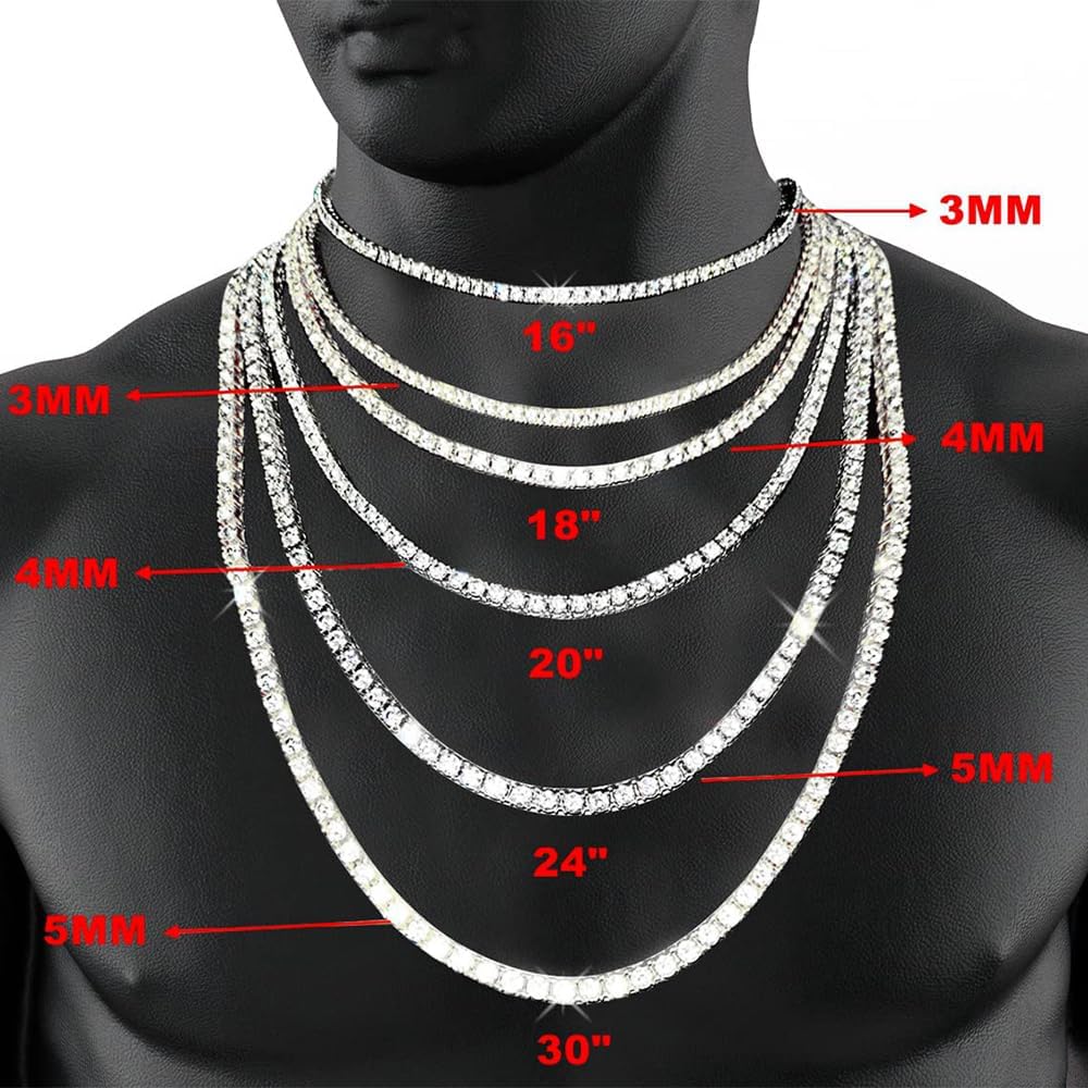 Jewelry designer Moissanite tennis necklace hip hop necklace 2mm 3mm 4mm 5mm ice diamond sterling silver Moissanite tennis bracelet