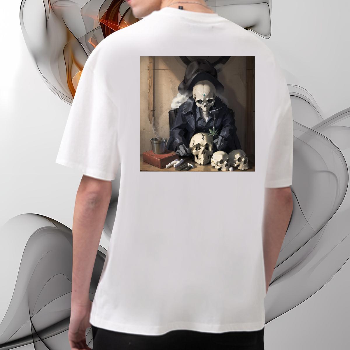 2024 New Men T Shirts skull Clothings 230g Cotton Sport Cool Design Custom Print Oversized Breathable Crew Neck Mens Tshirts