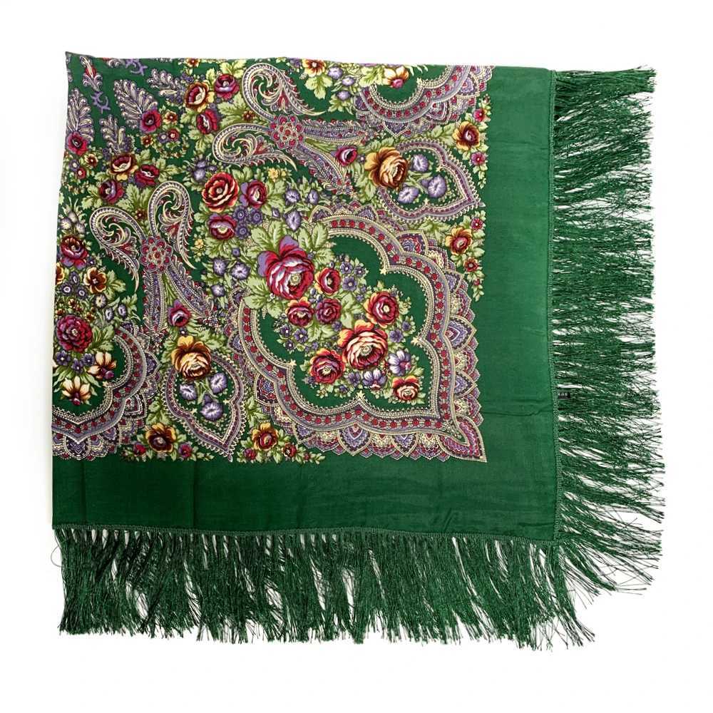135 * 135cm Russian floral print square scarf for womens ethnic edge Bandana shawl Babushka handle chief blanket headband W240810
