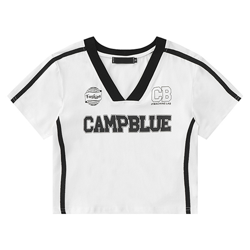 Mens New American Style Spicy Girl Style Short Sleeved T-shirt Sports V-neck Top Short Cut Slim and Tall