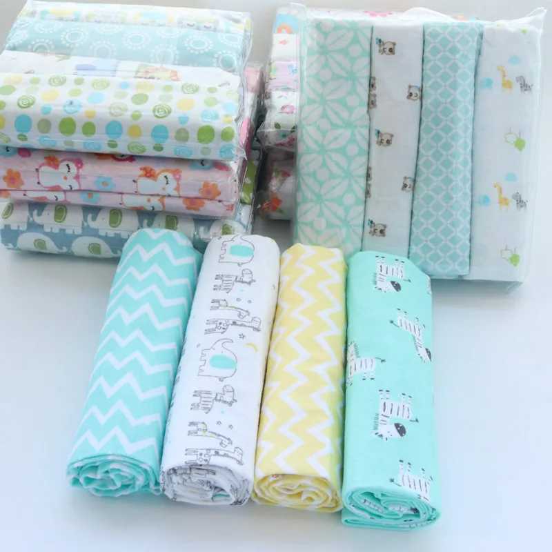 4 pieces/pack 76x76cm 100% cotton flannel diapers ultra soft receiving baby blankets newborn packaging printing blankets exchanged bed sheetsW240810