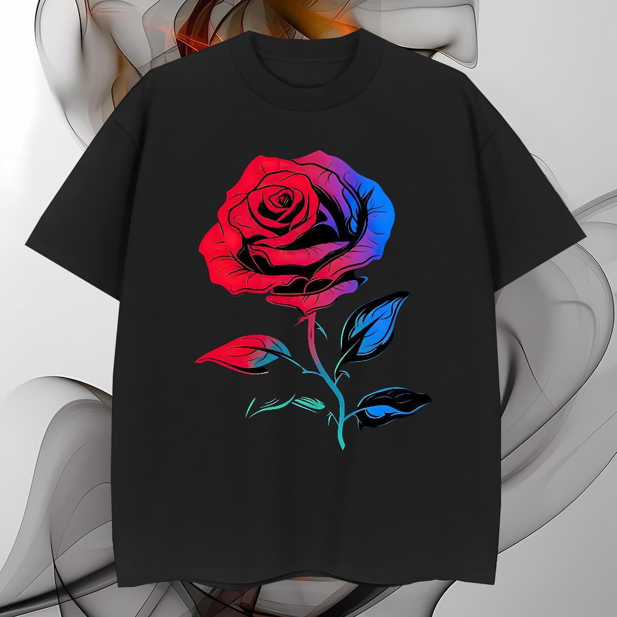 T-Shirts for Men 230g Pure Cotton ROSE Outdoor O Neck Short Sleeves DIY Men Clothes T-Shirt 2024 Designer High Quality Tee Shirt