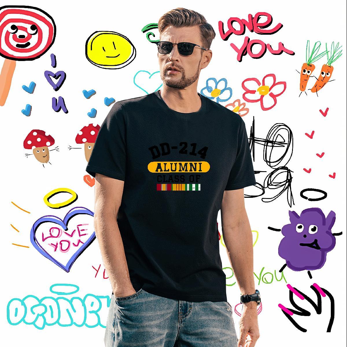 Fashion Casual 230g Cotton T Shirt For Man letter Hip Hop Street Men Tees Tops Tees Breathable Crew Neck Comfortable Cartoon Printing L-4XL