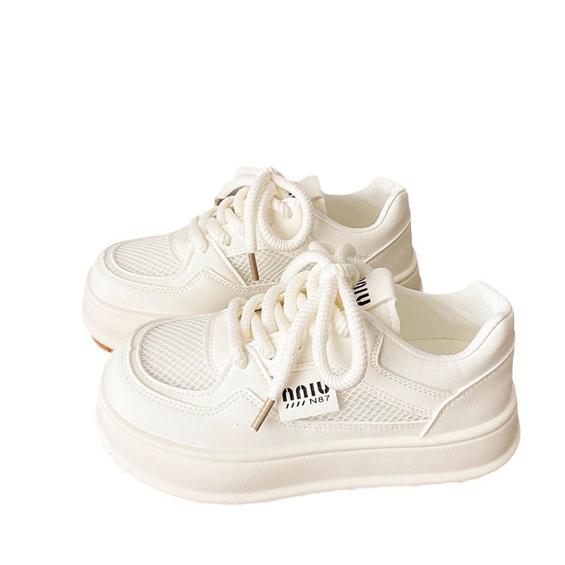 Ddmysports White New Summer Dress For Women Breathable Thin Mesh Versatile Thick Soled Board Shoes Outdoor Shoes