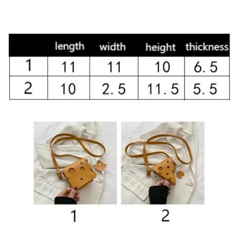 Womens Triangle and Square Cheese Shaped Mini PU Leather Bags Cute Earphone Lipstick Purses Handbags Crossbody Shoulder Bag 240812Z