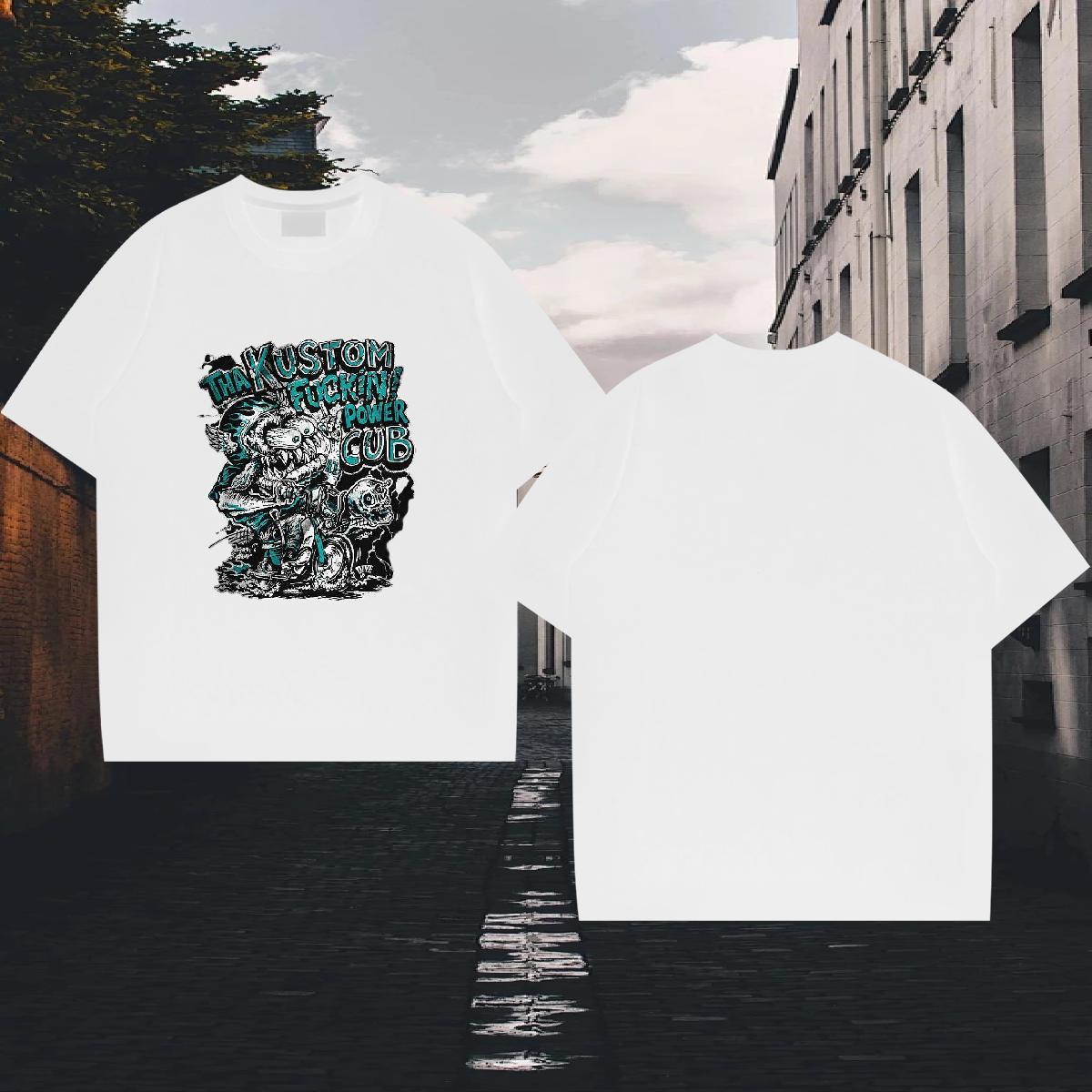 New T Shirts Men skull Polos 230g Cotton Street Casual Comfortable Oversized Breathable Short Sleeve Men Tops Tees