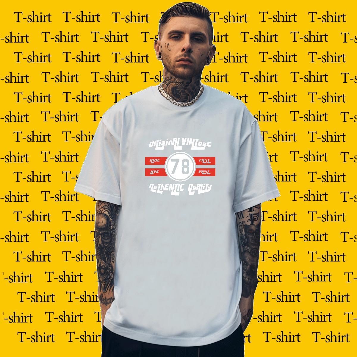 Loose Men Clothes T-Shirt letter 230g 100% Cotton Spring Summer O Neck Short Sleeves T Shirts Men DIY Logo Oversized Classic Casual Tees