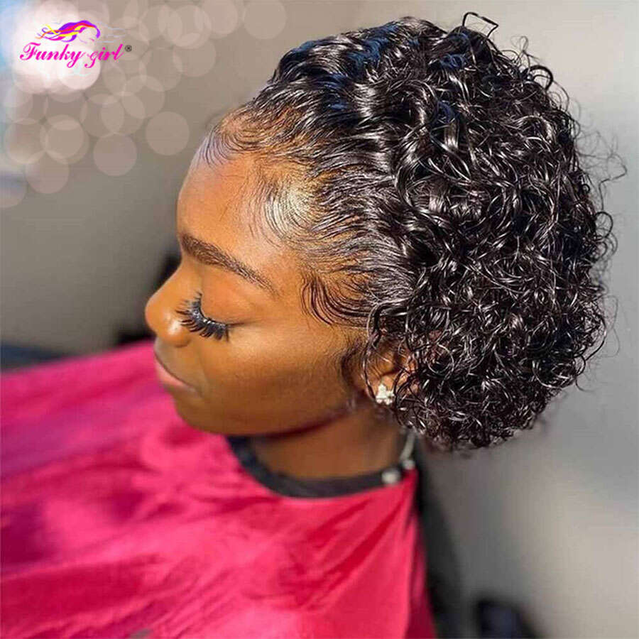 Short Bob Pixie Cut 13X1 Front Brazilian Human Wigs Cheap Remy Hair Transparent Lace Wig For Women