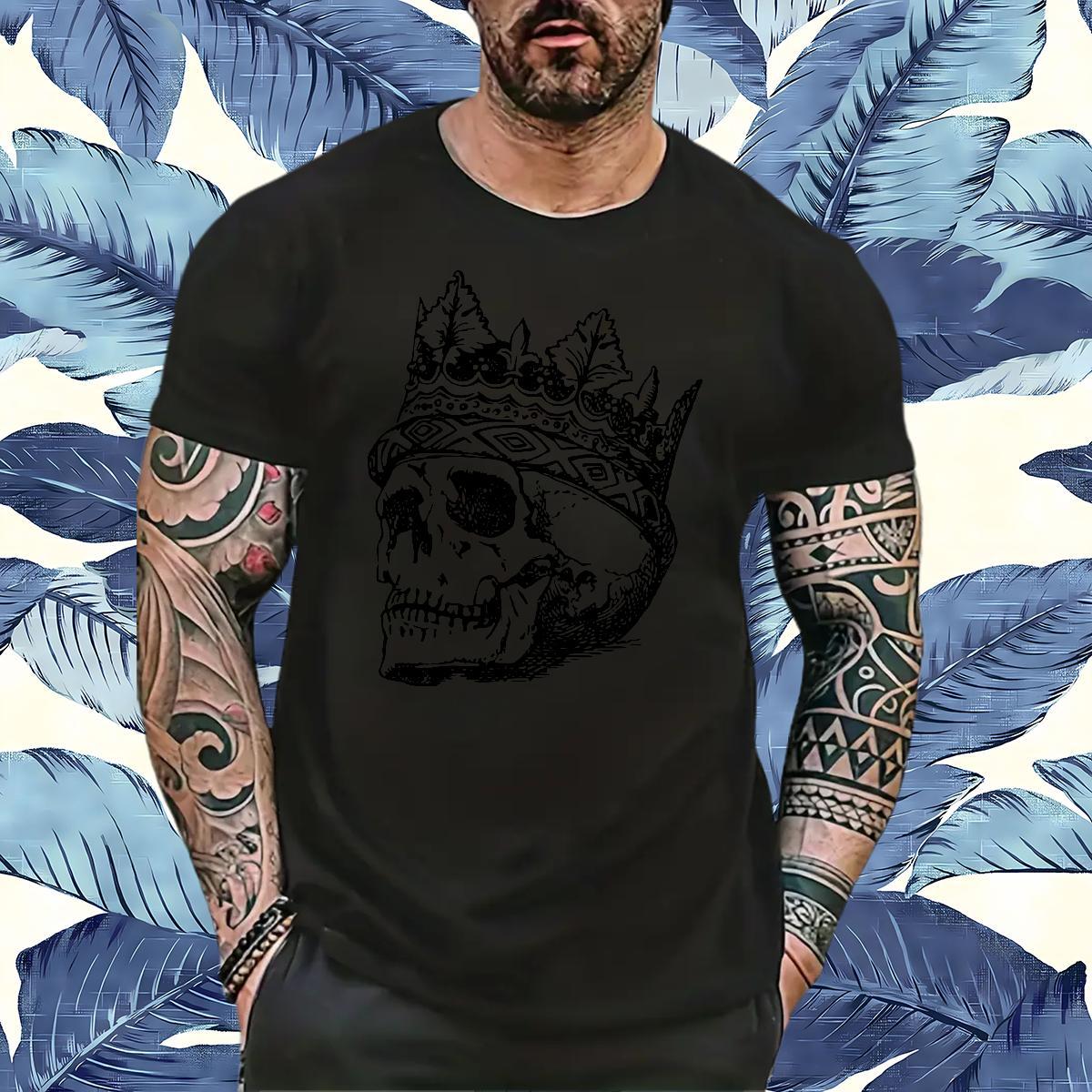 New T Shirt For Man skull Top Tees 230g Pure Cotton Casual Daily Wear Unisex Skull Breathable Short Sleeve Men Tees