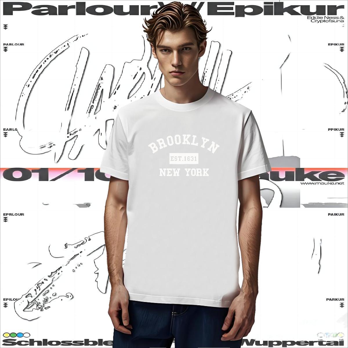 2024 Summer 230g 100% Cotton T-Shirts Brooklyn Casual Tshirts Tees Round Neck Short Sleeve TOP Quality Black Oversized