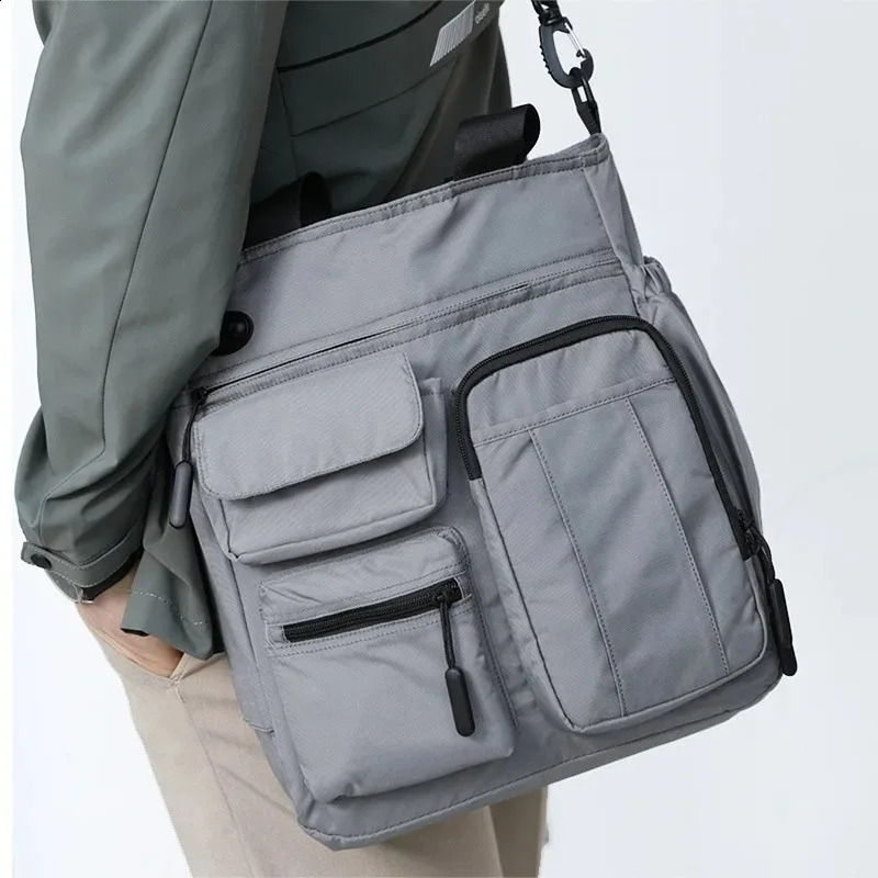 Business shoulder bag mens multilayer multifunctional 14 inch tablet and file handbag diagonal cross casual briefcase 240810