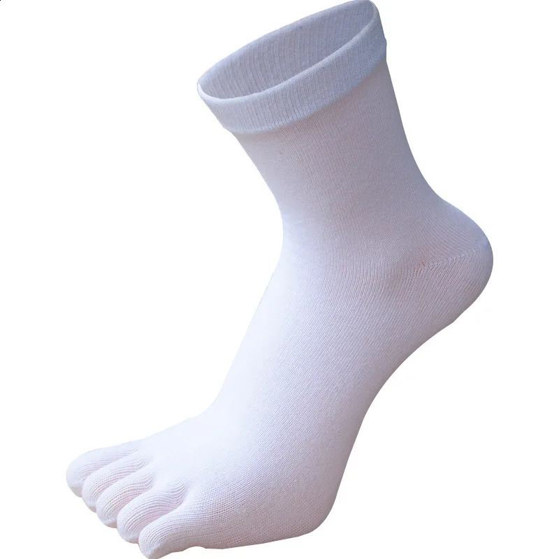5 Pairs Large Size Thick Cotton Toe Socks for Men Autumn Winter Five Fingers Socks Black White Solid Casual Socks Plus Size 7-12 240812