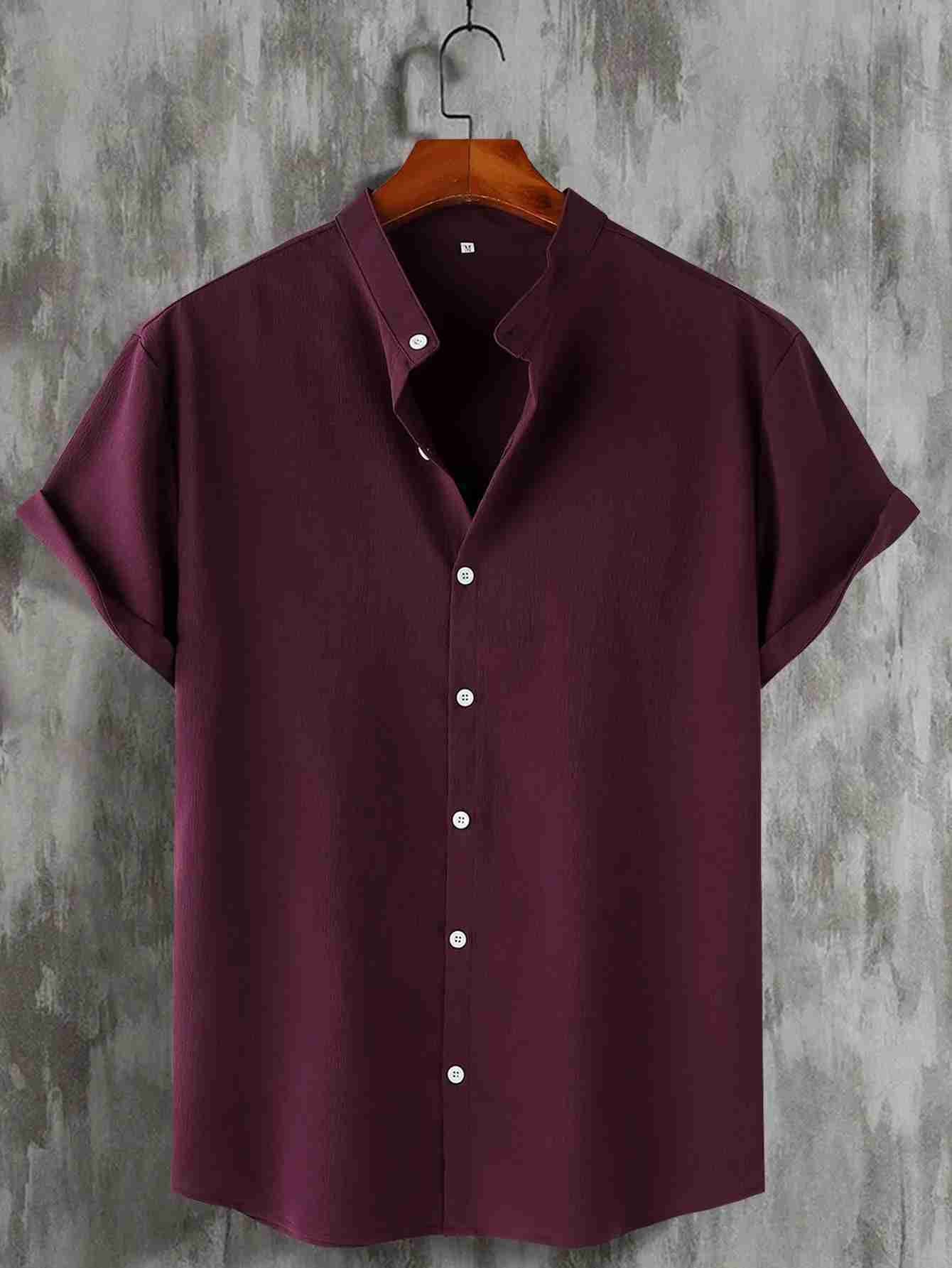 Summer Fashion Mens Short Sleeve Button Down Henley Shirts Casual Solid Beach ShirtXJ240812