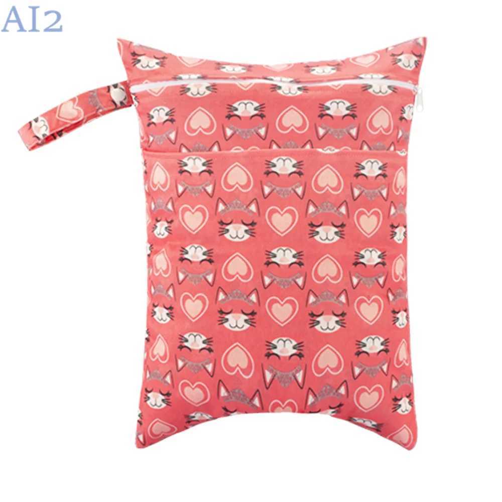 1 reusable storage bag baby waterproof fashionable printed wet dry diaper bag 2024 new 30 * 40CM double mouth bag fabric handbag W240812