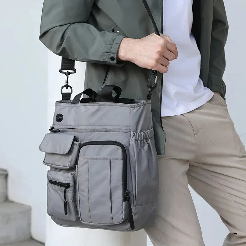 Business shoulder bag mens multilayer multifunctional 14 inch tablet and file handbag diagonal cross casual briefcase 240810