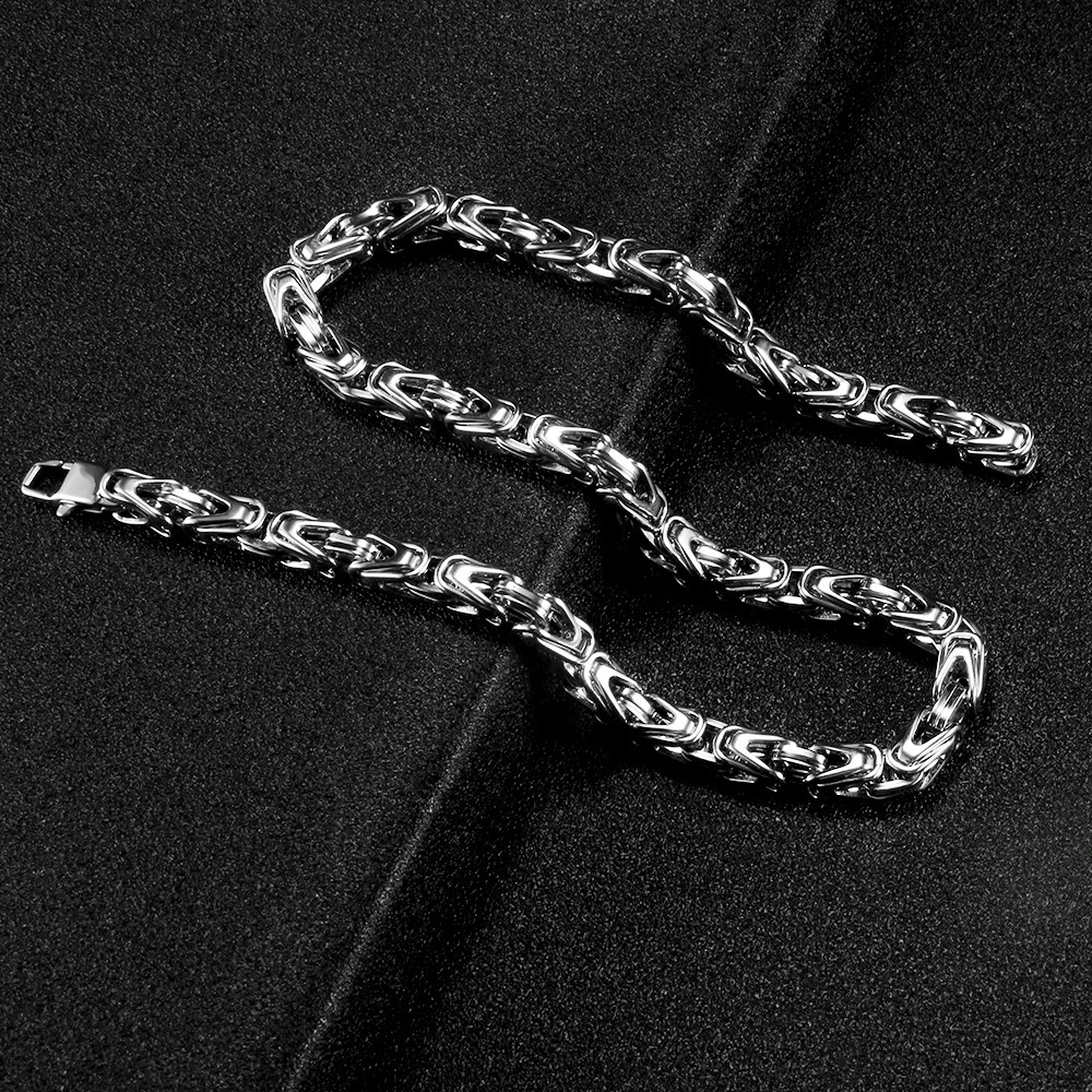 Stainless steel Byzantine chain necklace mens gold silver hiphop party jewelry gift selling 240807wtt - view 6