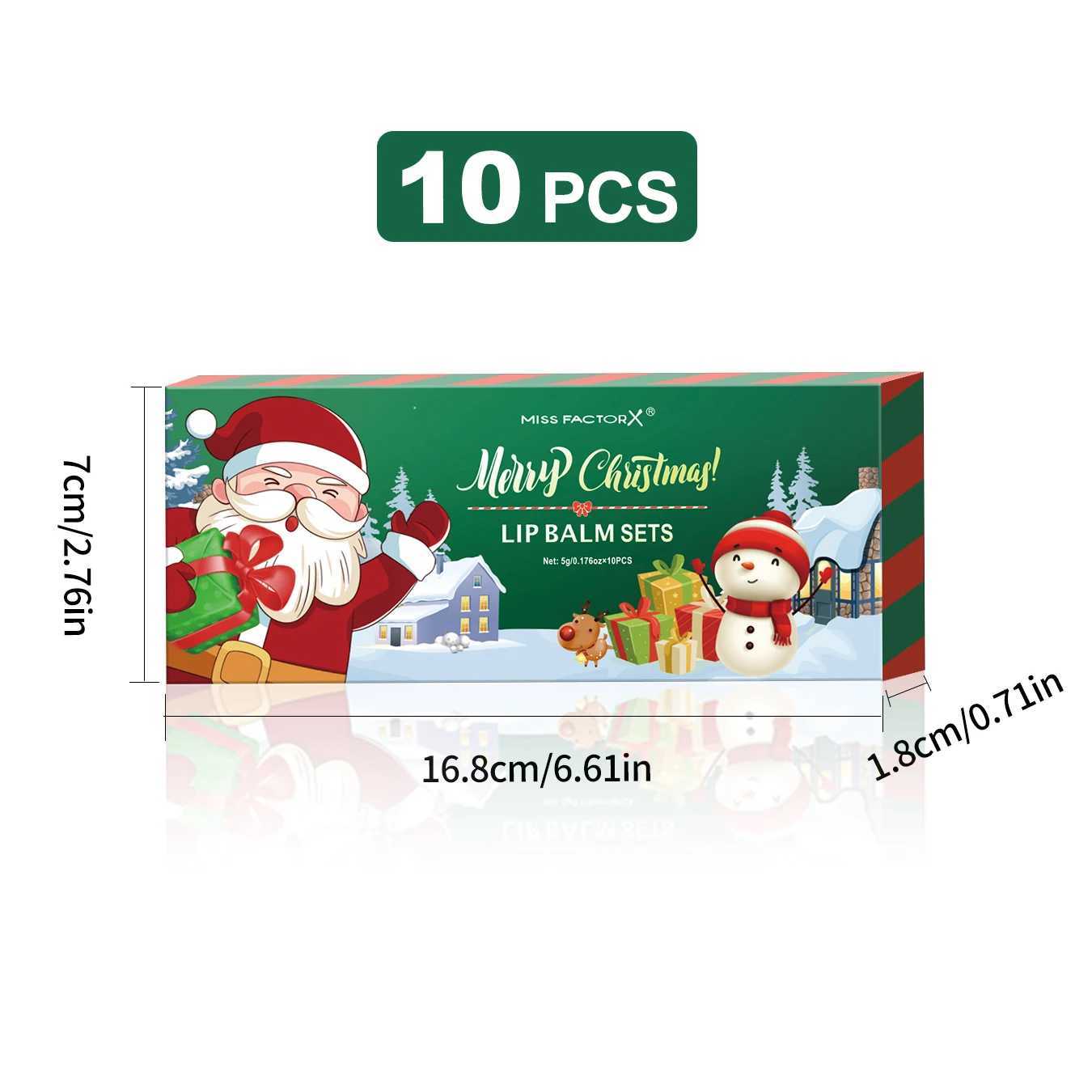 10 pieces/box Christmas gift box lipstick set deep moisturizing lipstick moisturizer bright lip color gift for women W240810