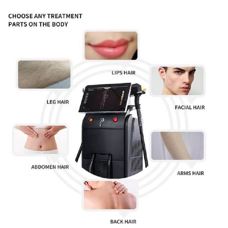 Ice Titanium Professional 808nm Diodo Laser Remover three wavelength 2 handles diode laser hair remove Ice Diodo Laser Machine Hair Remover Appliances
