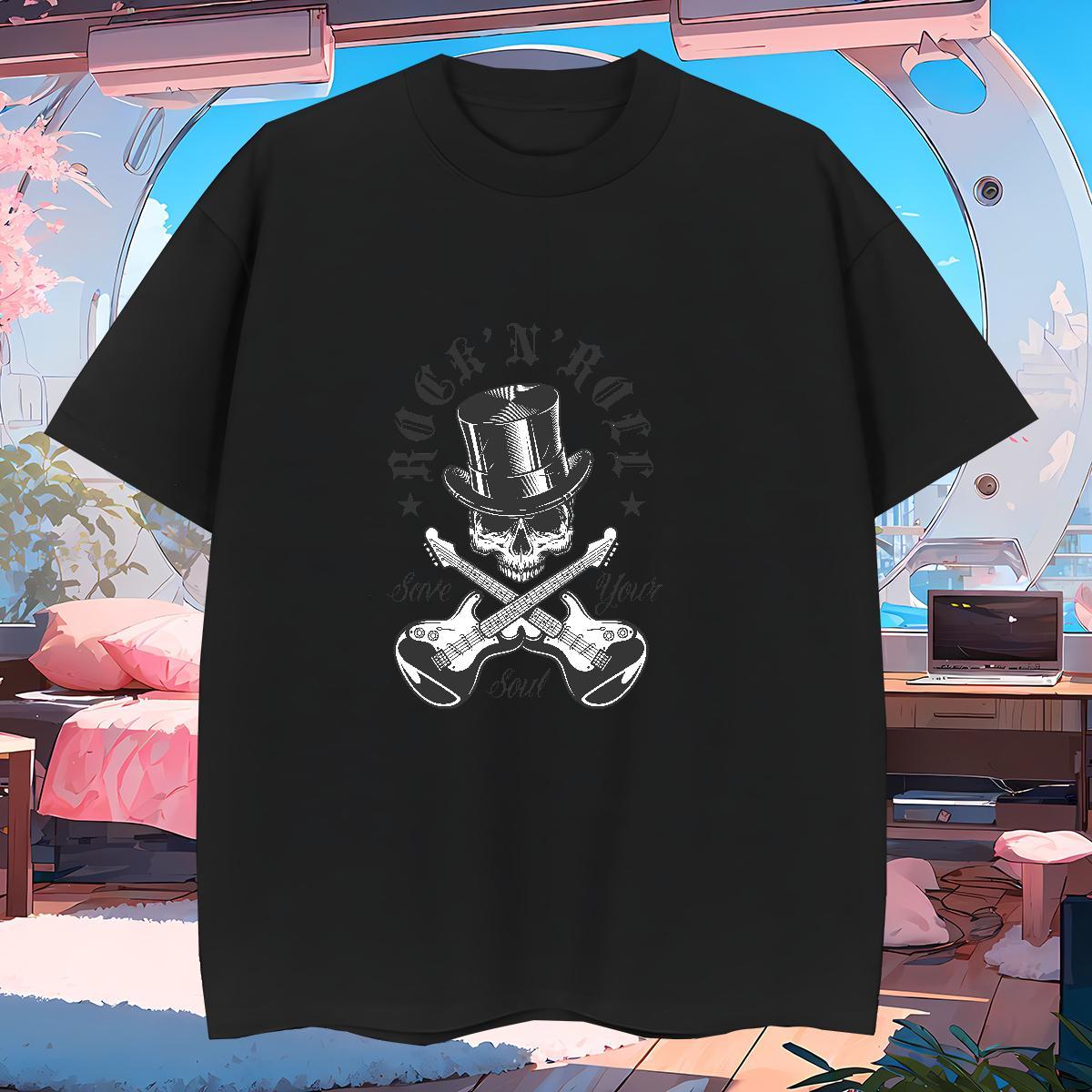 2024 Summer Mens T Shirts skull Clothes 230g 100% Cotton Casual Daily Wear High Quality Custom Print Plus Size Round Neck Short Sleeve Mens Tshirts