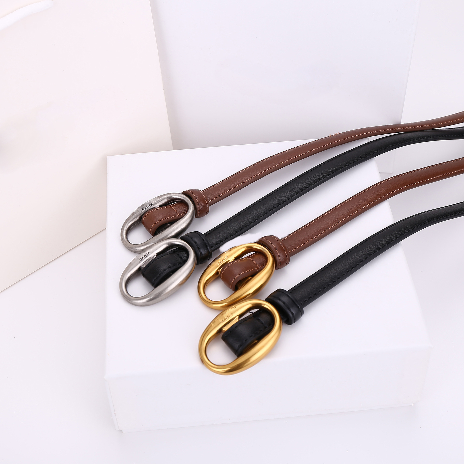 Designer Womens Buckle Belt Letter Design Leather Versatile Thin Belts For Pants Accessories High Quality