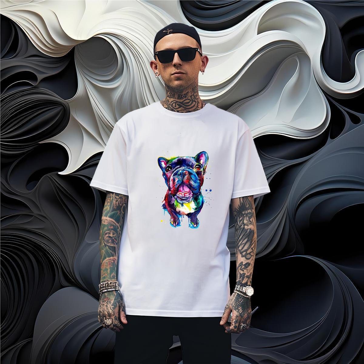 Free Shipping Mens T Shirts Dog Pure Cotton Casual Daily Wear Custom Print Oversized 230g Cotton Tshirt for Man Woman 2024 Polos