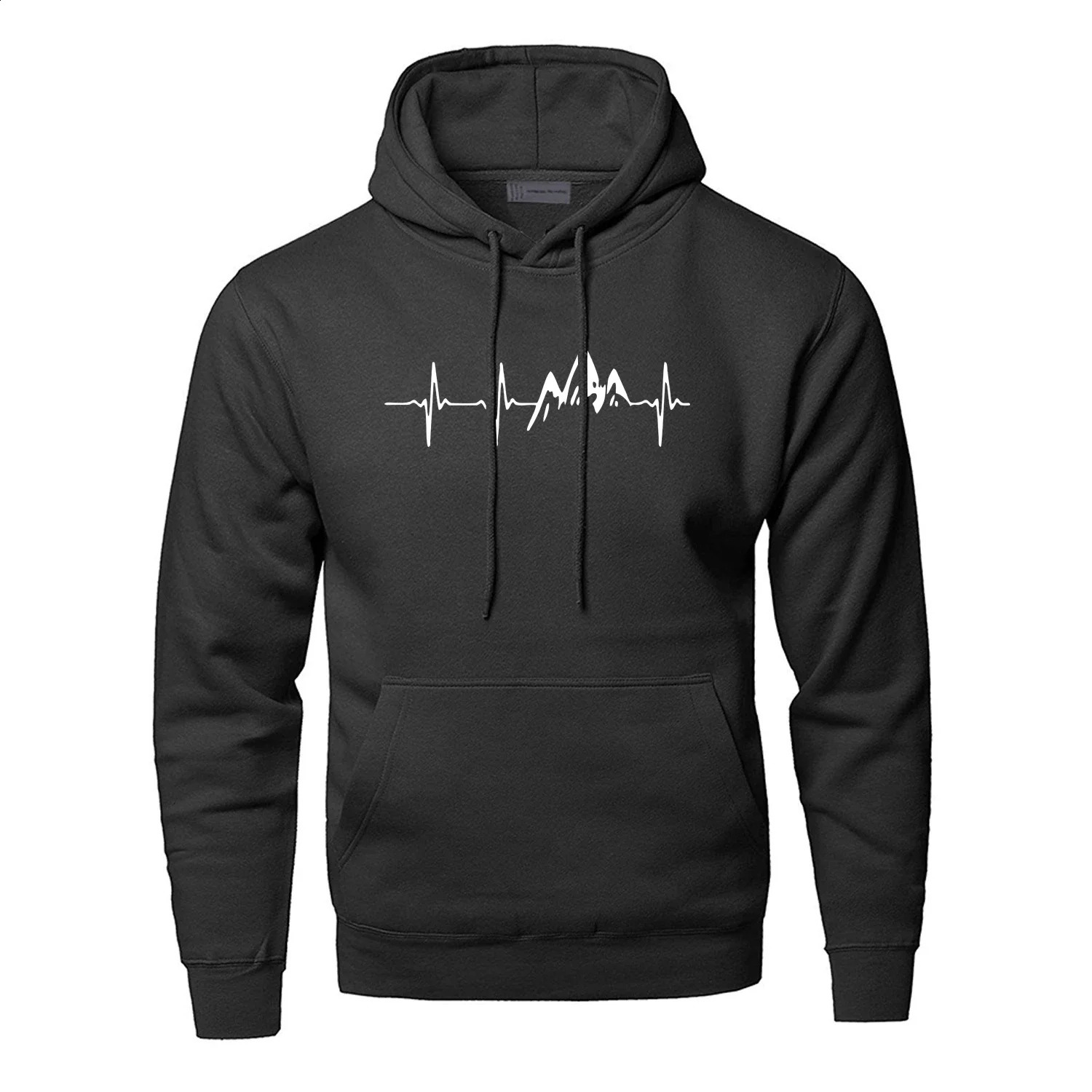 Mountain Heartbeat Hoodies Sweatshirt Men Sound Ray Diagram Hooded Sweatshirt Hoodie Winter Autumn Print Black Gray Sportswear 240812