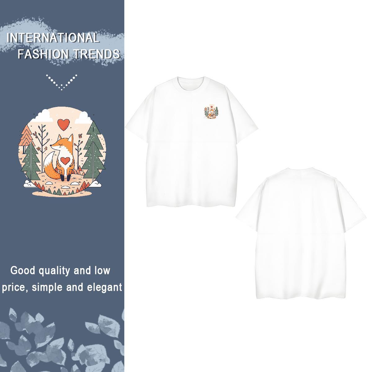 T shirt 230g Pure Cotton fox Street wear Hip Hop Breathable Short Sleeve DIY Anime Men Clothes T-Shirt Designer Fashion Classic Tops Tees