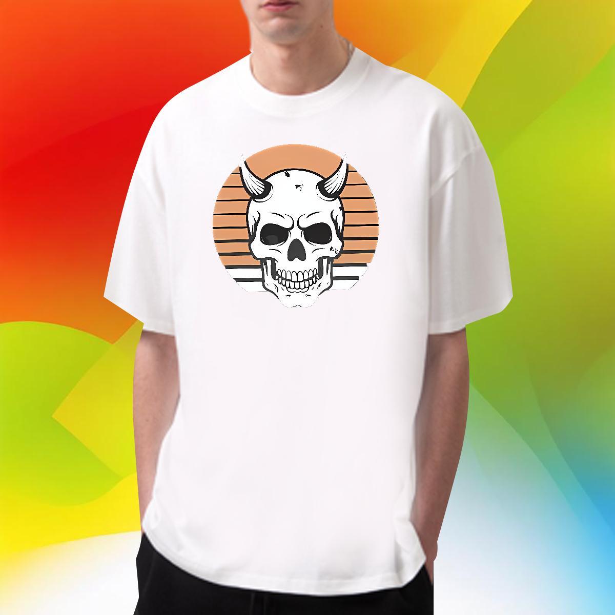 DIY T shirt skull Tops Tees 230g 100% Cotton Hip Hop Loose Fit Custom Print Plus Size Breathable Short Sleeve Tshirt for Man Woman