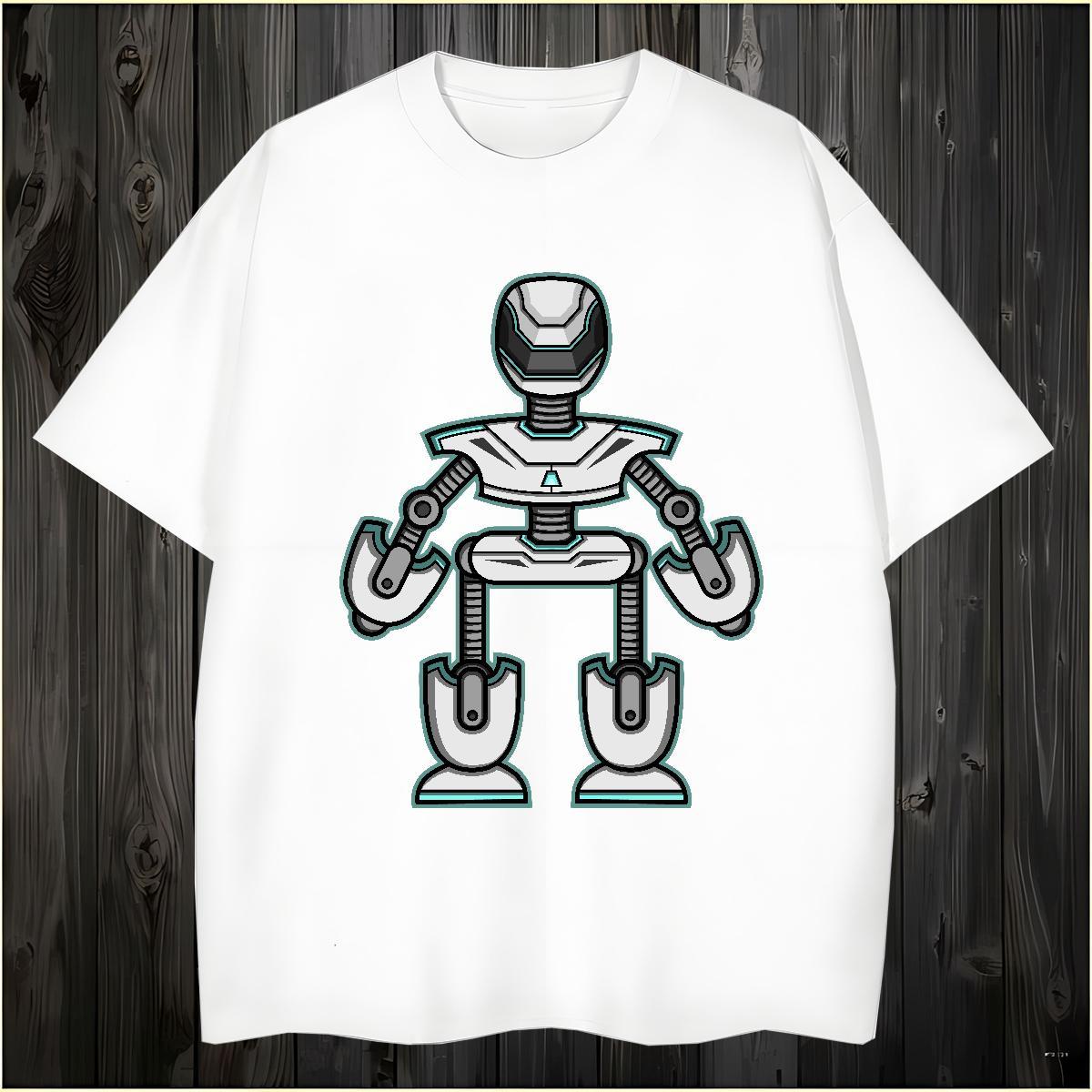 Stylist 230g 100% Cotton Mens T Shirts robot Anime Printing Street Tshirts Tops Tees Breathable Crew Neck Brand Custom Cartoon
