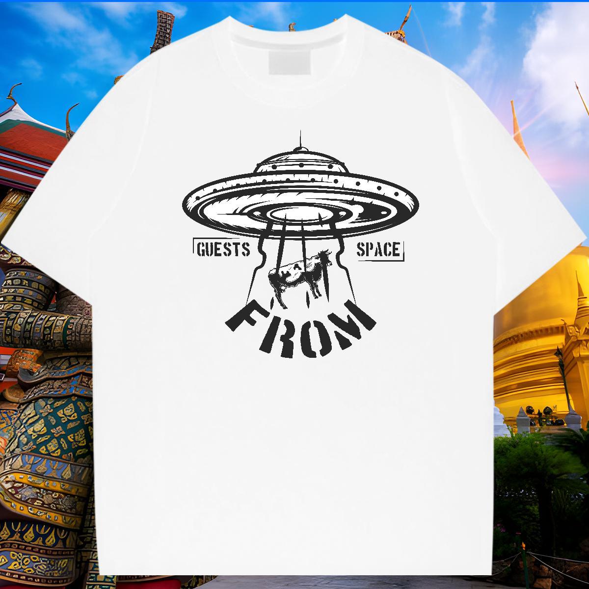 Customized T shirt UFO Polos 230g Pure Cotton Outdoor High Quality Custom Big Size Round Neck Short Sleeve Men Tops Tees