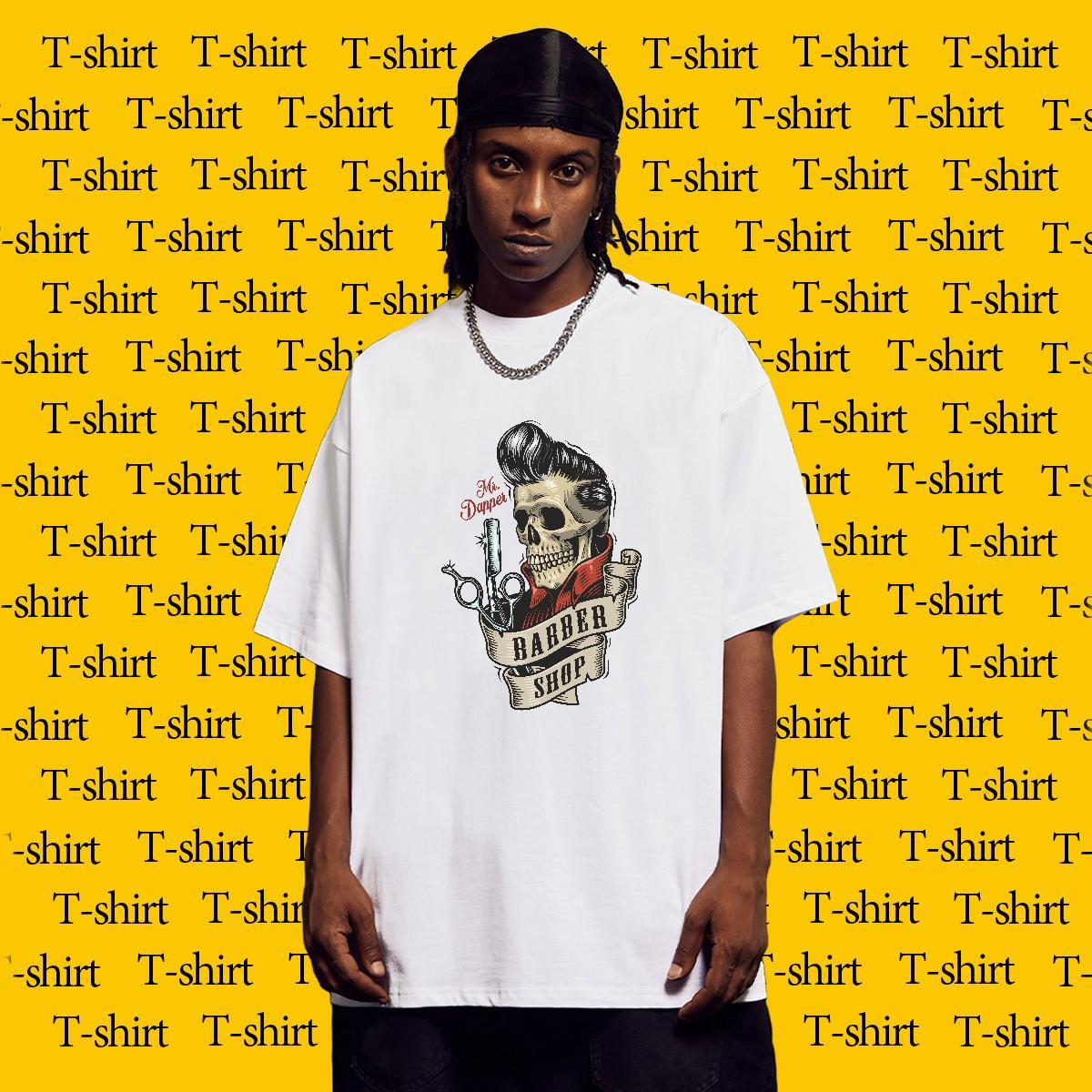Fashion Designer Man T Shirts skull Tee Shirt 230g Pure Cotton Spring Summer Comfortable Cartoon Printing L-4XL Breathable Short Sleeve Mens Tshirts
