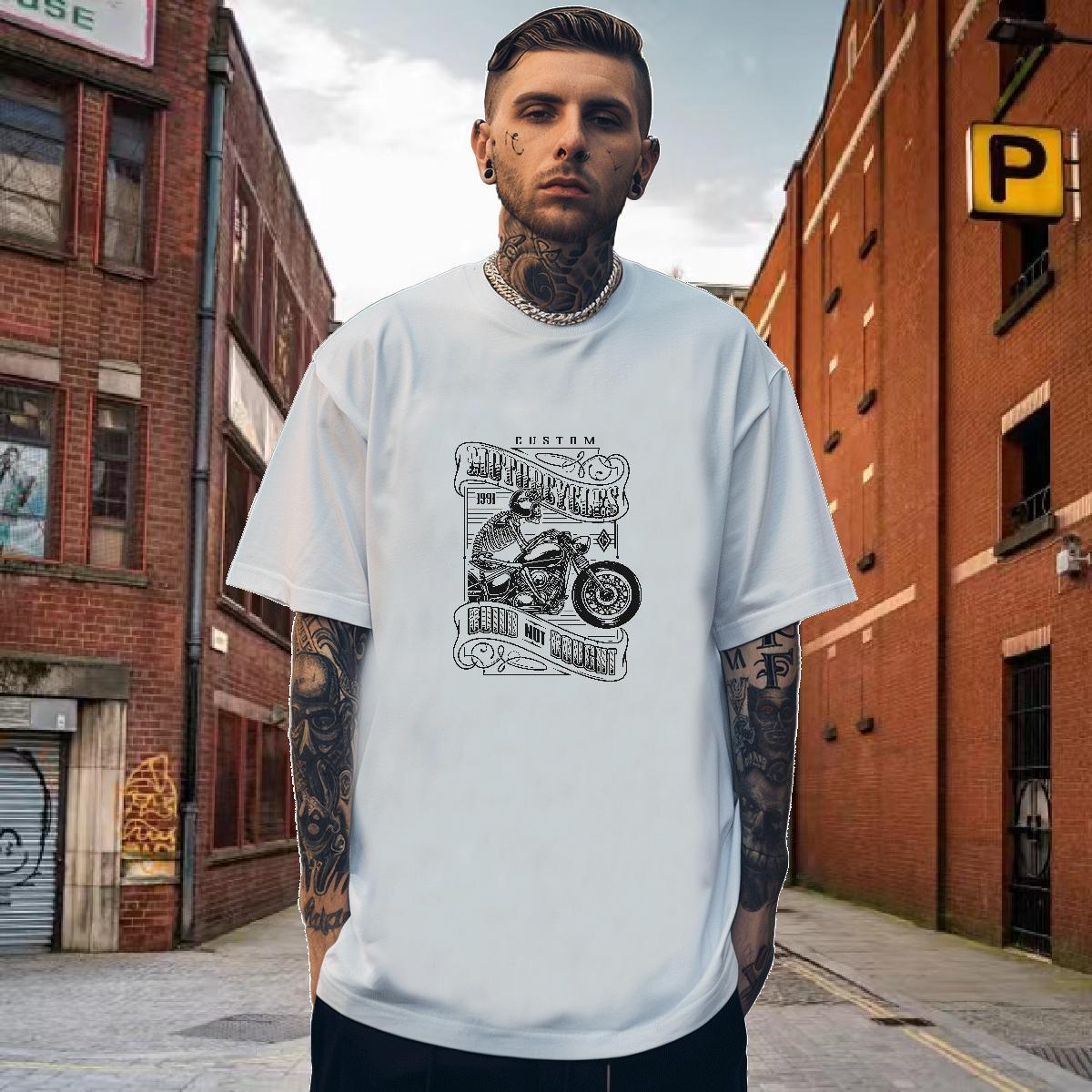 2024 Man T Shirts Motorcycle Tees Shirts 230g 100% Cotton Summer Casual Brand Anime Breathable Mens Tshirts