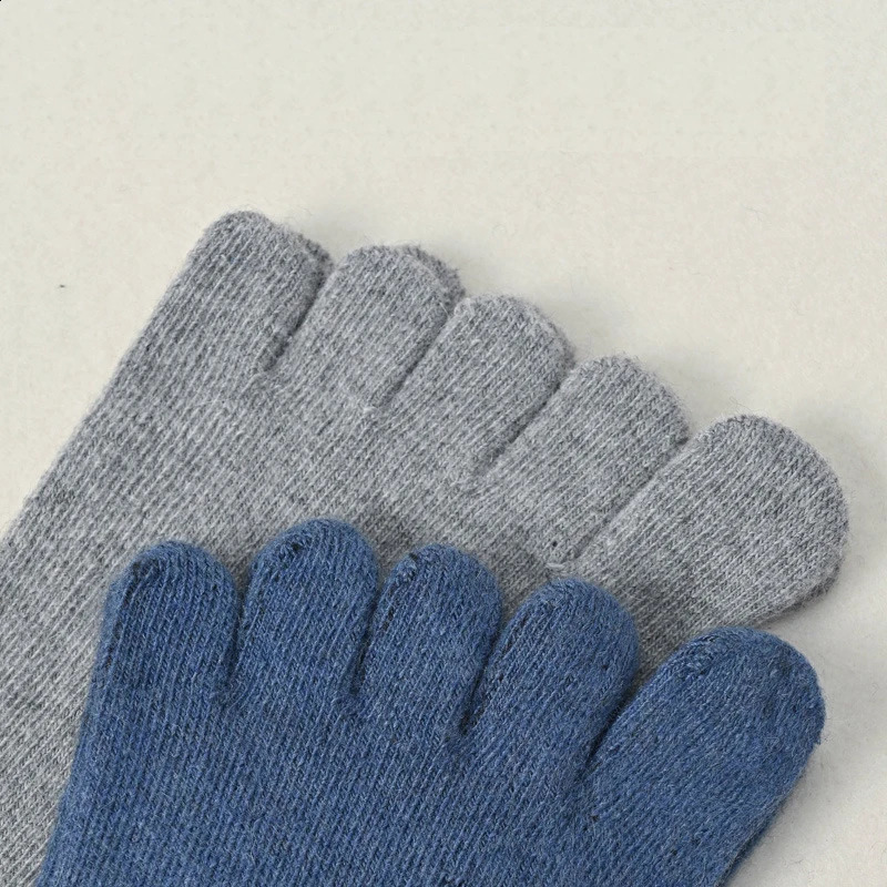 5 Pairs Wool Toe Short Socks Winter Man Solid Soft Elastic Endurable Business Sweat-Absorbing Thick Thermal Warm 5 Finger Socks 240812