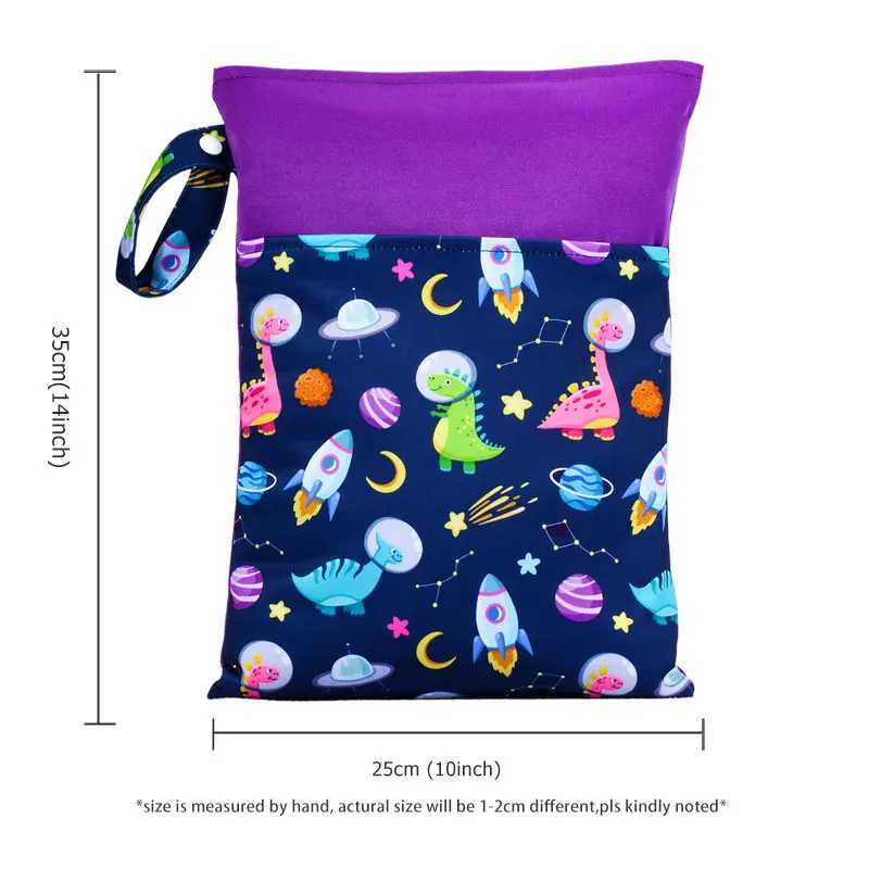 Pororo baby reusable diaper bag mother waterproof toy clothing storage bag two bags with dry wet separation beach bag size 25 * 35cm W240812