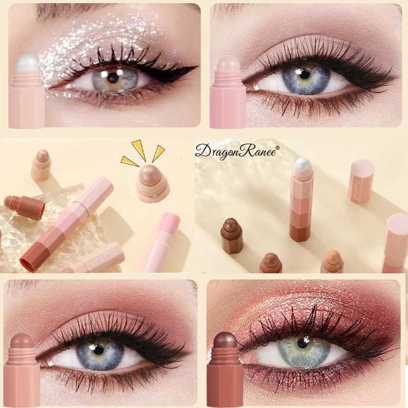 Mini Eye Shadow Stick Eyeshadow Pen Coral Brown 4 IN 1 Combo Pearlescent High Gloss Highlighter Multi-purpose Eyeshadow PenCL240812
