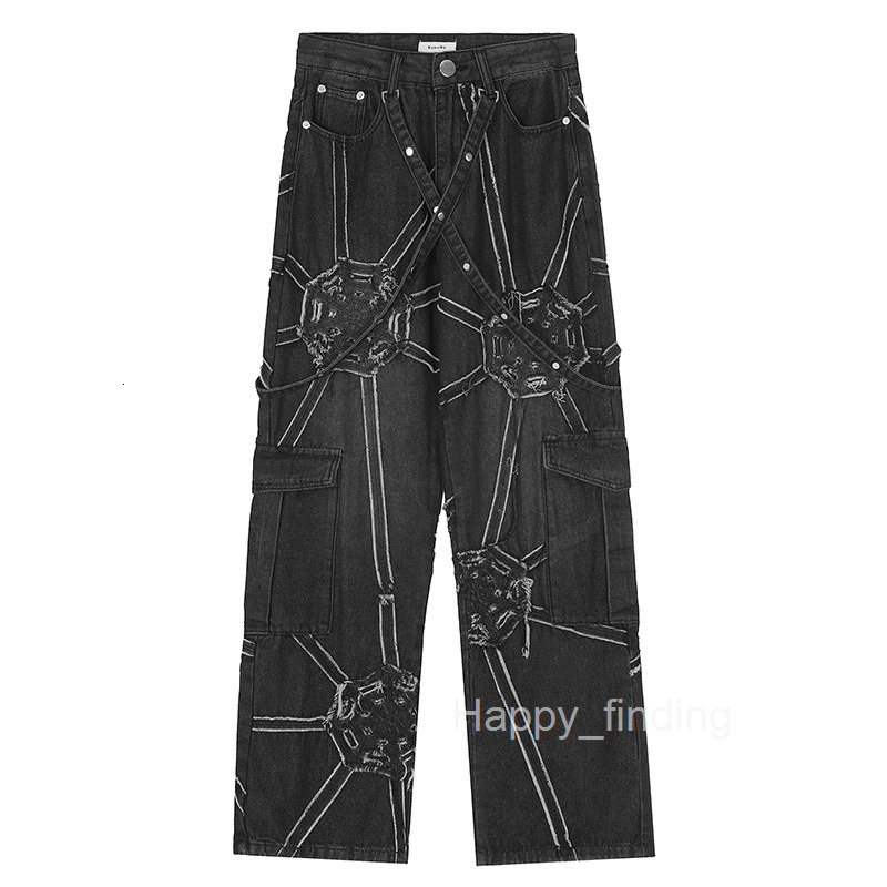 Mens Wear 24ss Spring American High Street Draping China-chic Style Pishuai Fried Street Jeans Loose Casual Pants