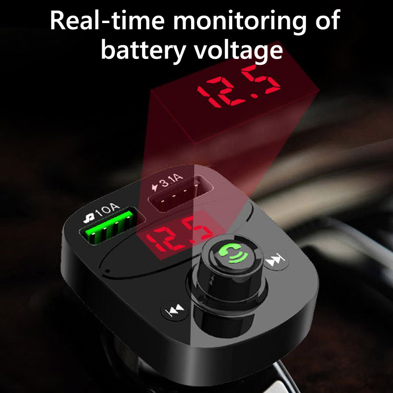 Bluetooth Car MP3 Player Multifunctional Dual USB Car Charging Cigarette Lighter Hands-free FM Bluetooth Transmitter