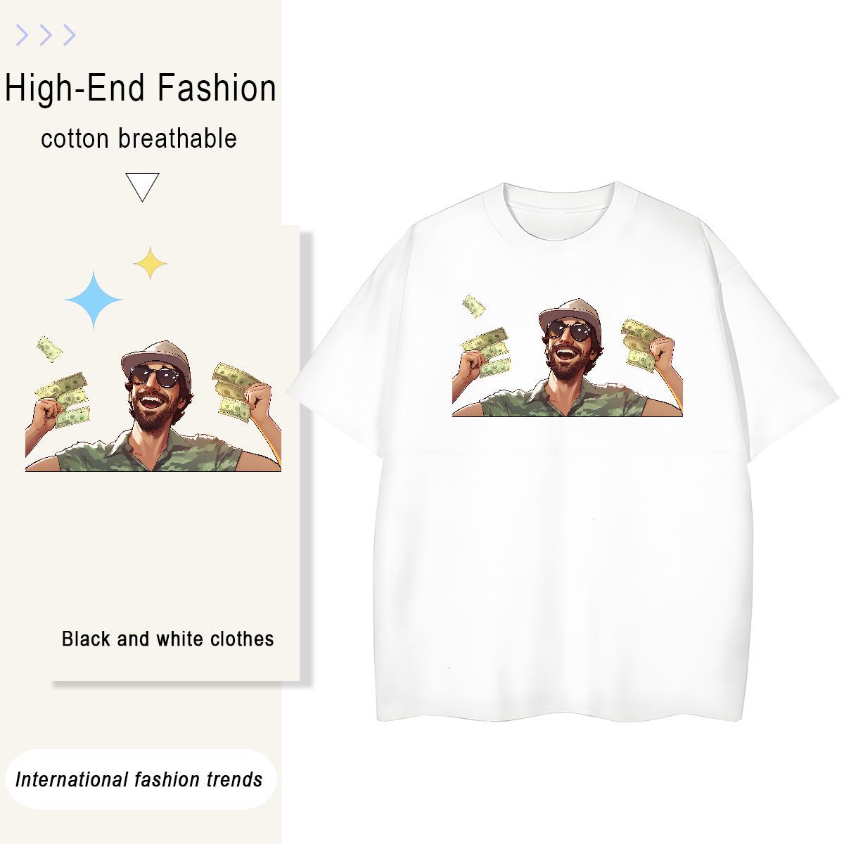 Designer Men Clothes T-Shirt Summer Casual 100% Cotton 230g Floral Print Round Neck Short Sleeve money T Shirt For Man Wholesale Tops Shirt