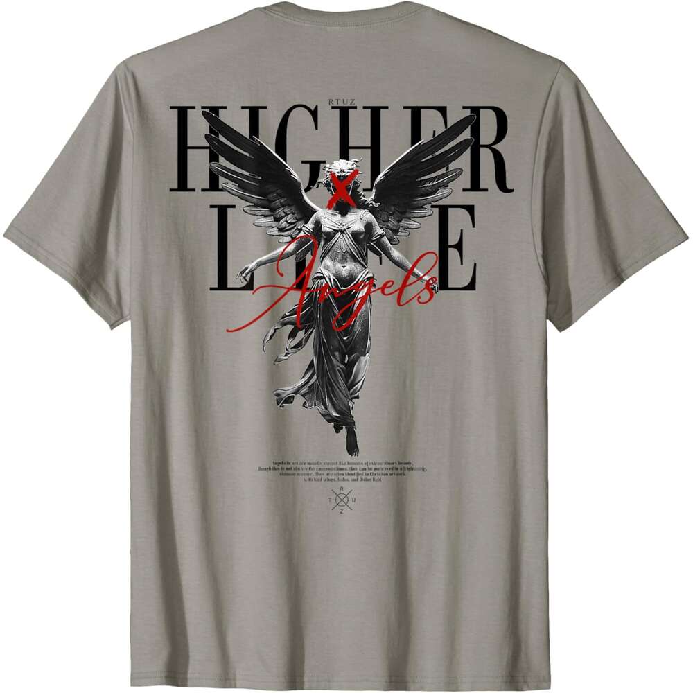 T shirt for Mens Guardian Wings Holy Angel T-Shirt Shirts Print on the back Tshirt Graphic Tee Casual Tops Clothes Short sleeve