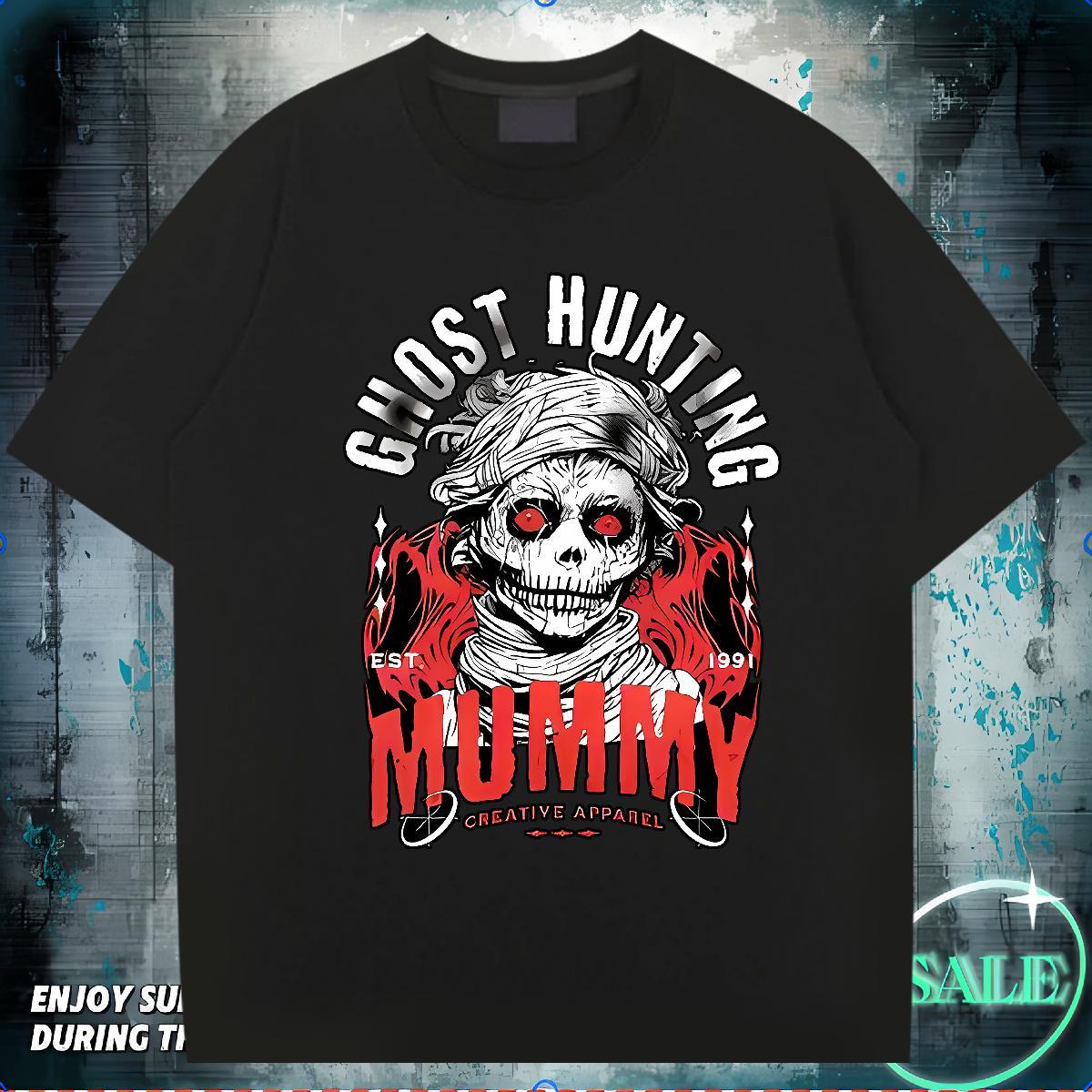 2024 T-Shirts for Men skull Clothings 100% Cotton 230g Daily Outfit Free Shipping Oversized Crew Neck Breathable Tshirts