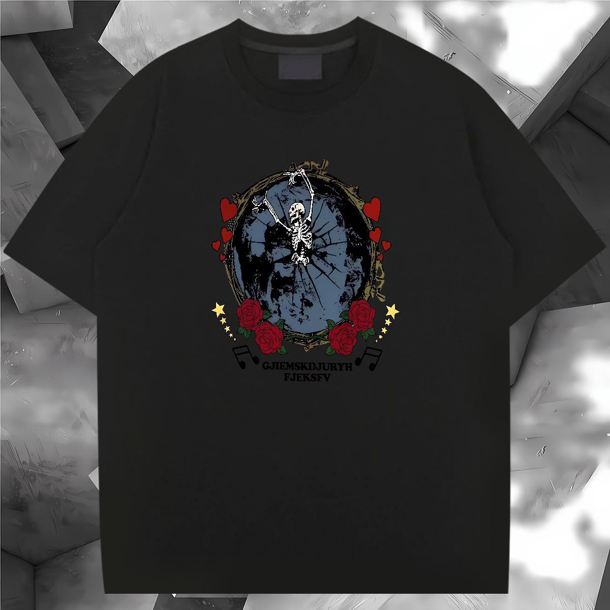 Customized T shirt skull Tees Shirts 100% Cotton 230g Anime Printing Street Wholesale Oversized 4XL O-Neck Short Sleeve Mens Tshirts