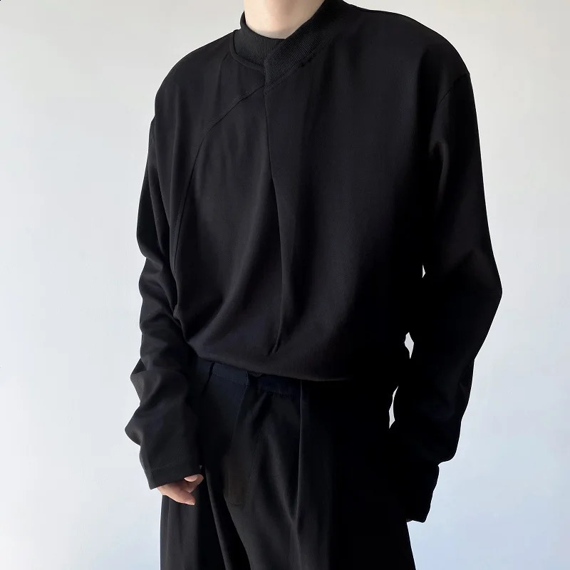 Autumn Dark Department Chinese Style Stand Collar Long Sleeve T-Shirt Trendy Mens Minority Simple And Versatile Trendy T-Shirt 240812