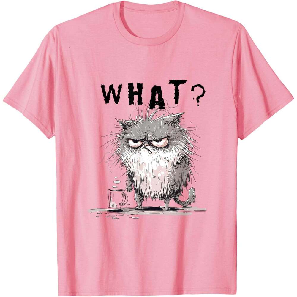 T shirt for Mens Frazzled Coffee Sarcastic Meme Funny Cat Men Women T-Shirt Shirts Tshirt Graphic Tee Casual Tops Clothes Short sleeve