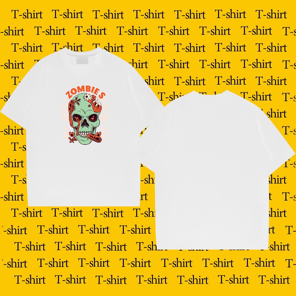 Wholesale T shirt skull Polos 100% Cotton 230g Daily Outfit Soft Custom Printed O-Neck Short Sleeve Mens Tshirts