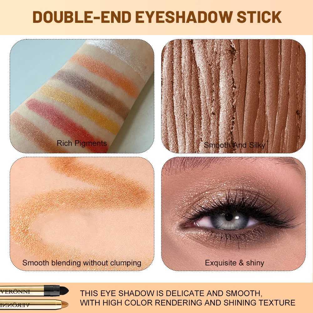 Highlighter Gloss Eyeshadow Pencil Double End Beads Bright Flash Eyeshadow Stick Anti Sweat Long High Color Eyeshadow MakeupCL240812