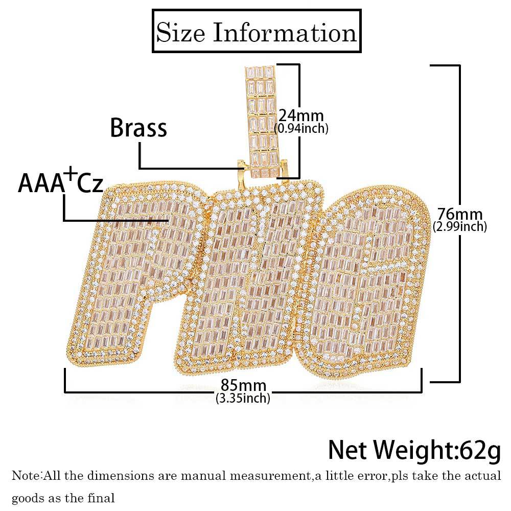Hip Hop DIY Custom A-Z Letters Pendant Necklace Full Zircon 18k Real Gold Plated Men Jewelrys