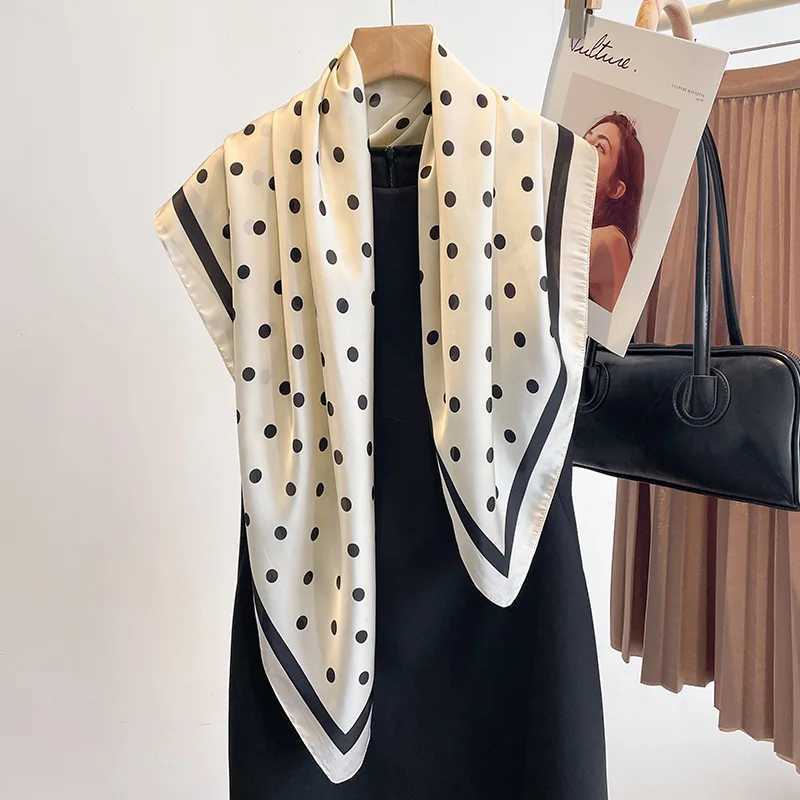 Spring Scarf Womens Luxury Design Scarf Silk Smooth Scarf Soft Muslim Headband Shawl Beach 90x90cm W240810