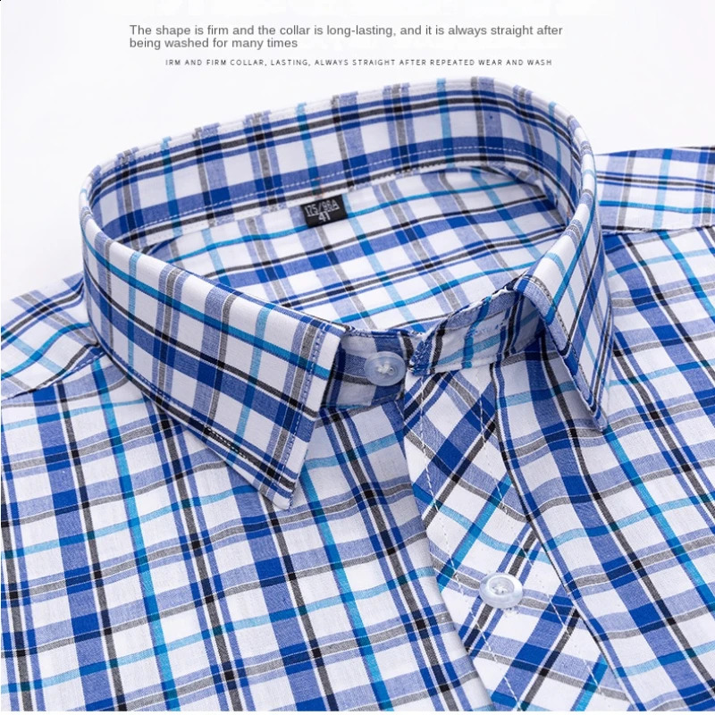 Pure 100% Cotton Plaid Shirts for Men High Grade Business Long Sleeve Casual Checked Shirt Mens Comfortable Office Formal Work 240812