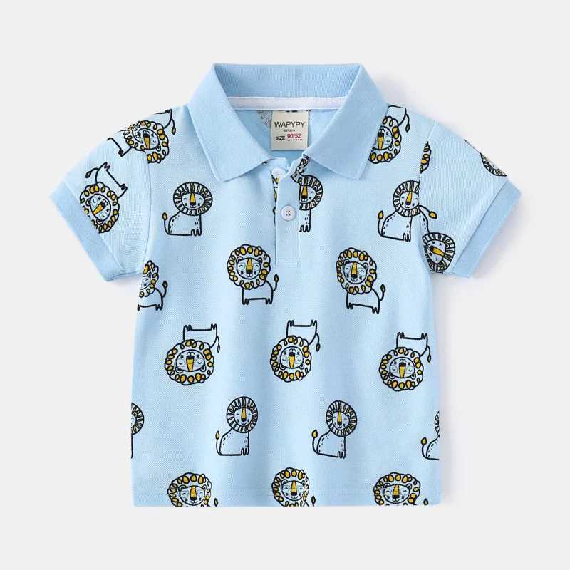 Polo T Shirt Boys Childrens T-shirt Summer Clothing Cotton Short Sleeve Dinosaur Tiger Print Outfits Baby Tops Tee Kids ClothesXJ241225