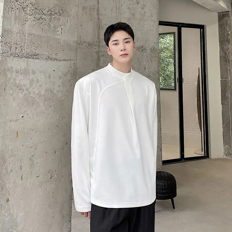 Autumn Dark Department Chinese Style Stand Collar Long Sleeve T-Shirt Trendy Mens Minority Simple And Versatile Trendy T-Shirt 240812